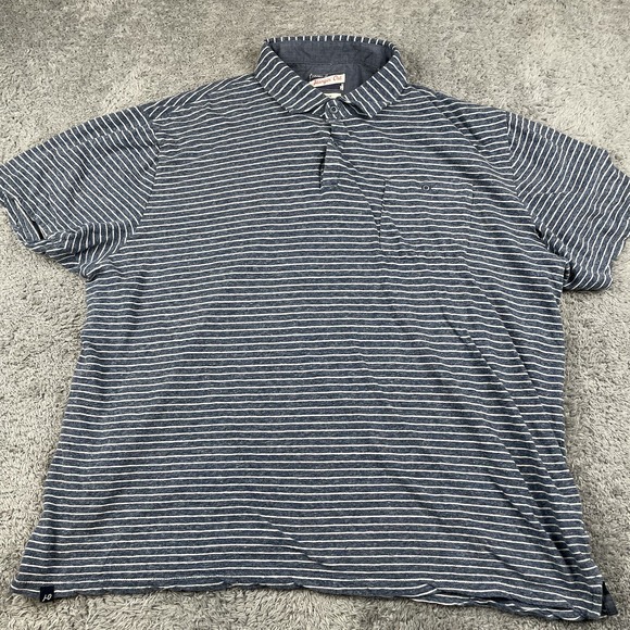 Johnnie O Shirt Mens Extra Large Blue Striped Linen Blend Lightweight *READ - Picture 1 of 10